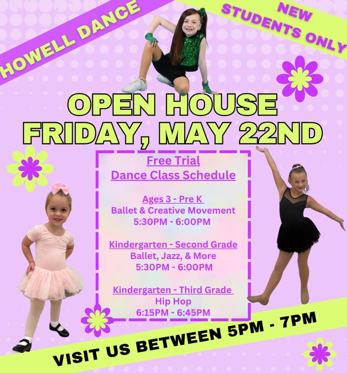 Open house free trial classes for howell dance on may 22, 2026